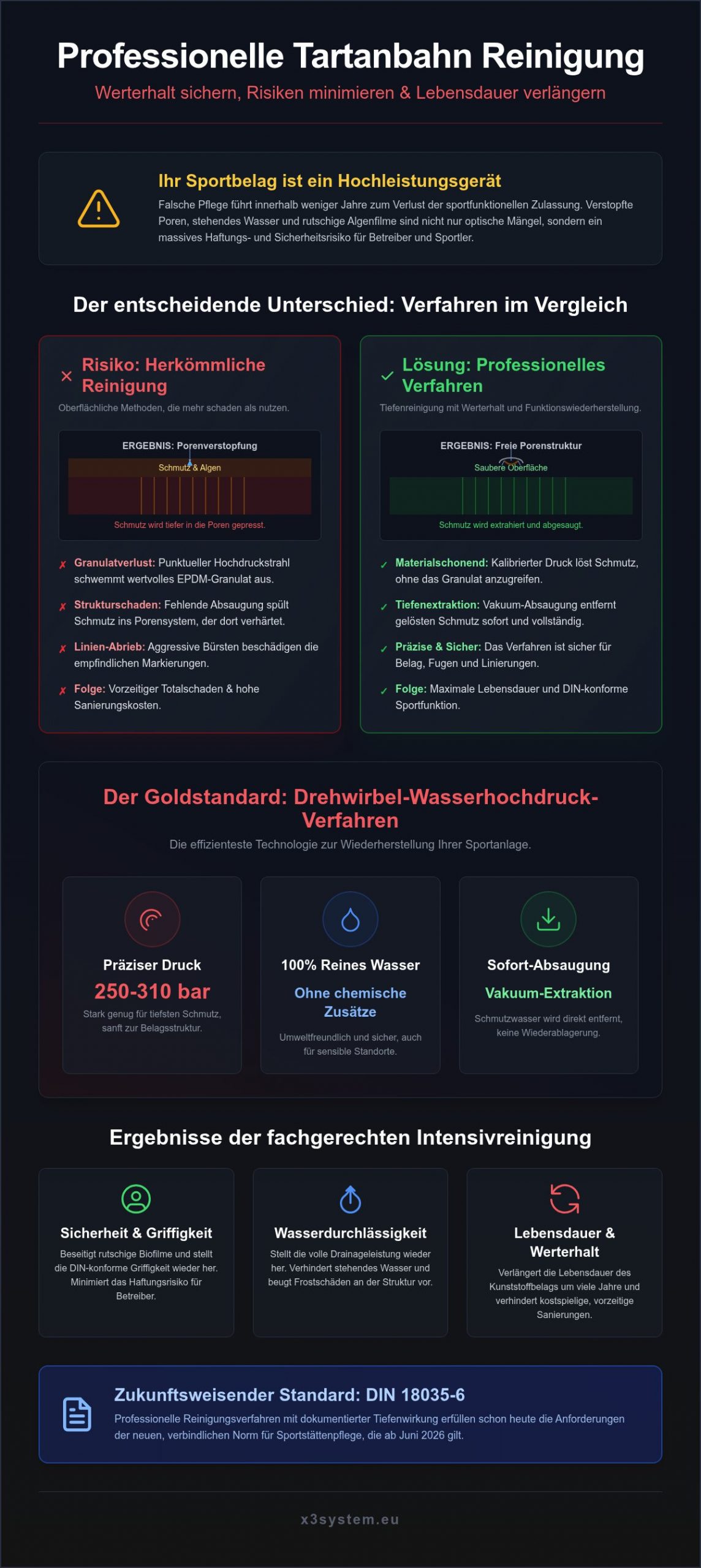 Tartanbahn Reinigung Verfahren: Moderne Technik für maximale Langlebigkeit